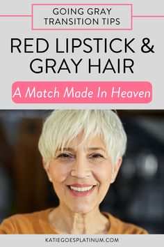 I've been in a lipstick love affair since I was about 13. I love makeup, and I have no intention of giving it up now that I've embraced my gray hair. Check out this post and find out why Red Lipstick & Gray Hair is A Match Made in Heaven, find more Going Gray Transition Tips on my website I Love Makeup, Red Lipstick, Made In Heaven, Match Making