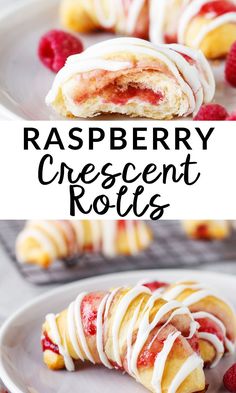 raspberry crescent rolls on a white plate