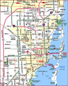 a map of miami with all the major roads