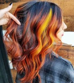 Fun Colors For Dark Hair, Fun Copper Hair Color Ideas, Halloween Haircolor, Haircolour Ideas, Hair Color Ideas Short Hair, Hair Lookbook, Flame Hair