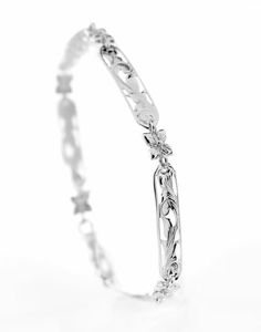 Sterling Silver Kaipo Linked Bracelet - Polynesian Cultural Center Elegant Sterling Silver Chain Bracelet With Intricate Design, Elegant Engraved Sterling Silver Bracelet In White Gold, Engraved Sterling Silver Elegant Bracelet, Elegant Engraved Sterling Silver Bracelet, Elegant Engraved Bangle Charm Bracelet, Elegant Engraved White Gold Charm Bracelet, Elegant Silver Engraved Charm Bracelet, Elegant Hypoallergenic White Gold Charm Bracelet, Elegant Engraved Silver Charm Bracelet