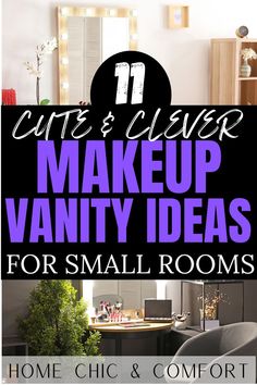 bedroom decor ideas, makeup vanity ideas, vanity ideas inspo, vanity ideas bedroom Small Vanity Table, Corner Vanity, Small Apartment Bedrooms, Mirror Closet Doors