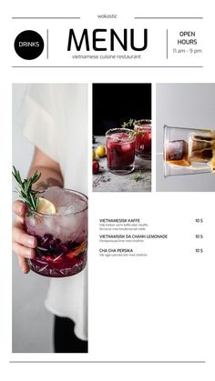 the menu is designed to look like an old fashioned cocktail