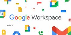 the words google workspace surrounded by many different colorful icons and symbols on a white background