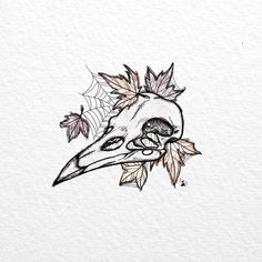 a drawing of a bird with leaves on it's head