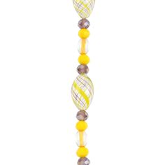 a yellow and white beaded necklace with glass beads