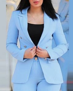 Women's Blazer Office Suit Pants Sets Work Daily Daily Business Long Sleeve Black Fall & Winter 2024 - US $41.99 Suits Office, Tiered Mini Skirt, Womens Clothing Patterns, Women's Suits, Middle Age Fashion, Midi Dress Style, High Waist Pants, Tailored Blazer