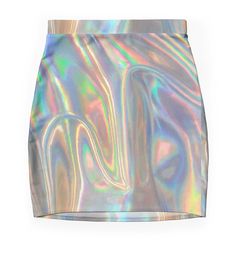 Super stretchy and durable polyester mini skirt. Vibrant, high-quality sublimation print across the front and back. Size range XXS-2XL. Space Cowboy Bachelorette, 2000s Aesthetic Party, Holographic Clothes, Colourful Sneakers, Holographic Skirt, Cowboy Bachelorette, Space Cowgirl Costume, Hangout Festival, Female Closet