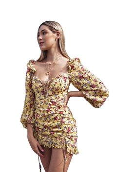 BOHEMIAN FLORAL LACE UP SUMMER DRESS Egirl Outfits, Beautiful Floral Dresses, Floral Chiffon Dress, Lemon Dress, Short Cocktail Dress, Aesthetic Clothing, Bohemian Floral