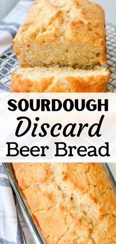 a loaf of sourdough disecard beer bread on top of a cooling rack