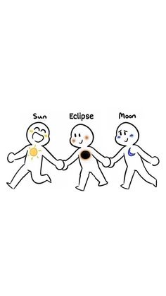 three people holding hands with the words eclipse and sun