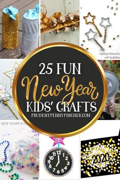 Fun New Year’s crafts for kids of all ages, featuring paper plate countdown clocks, DIY noisemakers, and sparkly fireworks art, perfect for celebrating with creativity and glam. Spring Art Activities, Cheap And Easy Crafts, New Years Eve Kids, News Years Crafts For Kids, Rainy Day Art, Prudent Penny Pincher, New Years Ball