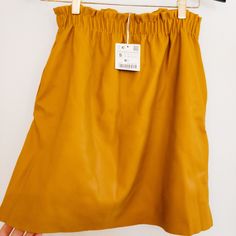 Mustard Yellow, Faux Leather Skirt With Pockets Spring Faux Leather Pencil Skirt, Spring Faux Leather Skirt With Pockets, Fall Day Out Skirt In Solid Color, Chic Faux Leather Spring Skirt, Casual Faux Leather Mini Skirt For Fall, Fall Day Out Solid Color Skirt, Summer Faux Leather Skirt, Zara Mini Skirt With Pockets For Fall, Spring Faux Leather Lined Skirt