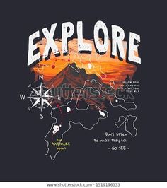 an image of the map of the world with words and symbols on it that say explore