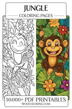 Dive into the vibrant world of our Relaxing Jungle coloring pages! Featuring adorable monkeys and lush tropical plants, these pages offer the perfect way to unwind and express your creativity. Ideal for both kids and adults, let the soothing designs transport you to a serene jungle escape. Grab your favorite coloring tools and start your adventure today! Adorable Monkeys