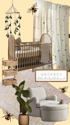 the baby's room is decorated in neutral colors