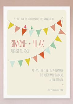 an image of a wedding card with bunting