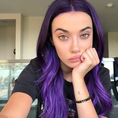 Purple Hair, A Woman, Tattoos, Purple, Hair