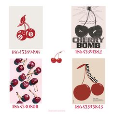 four different types of cherries with the names cherry bomb, cherry bomb and cherry bomb