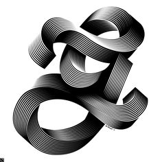 an abstract black and white image of the letter b with swirly lines on it