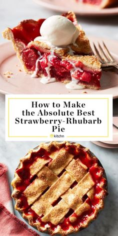 Learn how to make the absolute best strawberry-rhubarb pie using either homemade or store-bought crust. Strawberry And Rhubarb Recipes, Strawberry Rhubarb Pie Filling, Philadelphia Torte