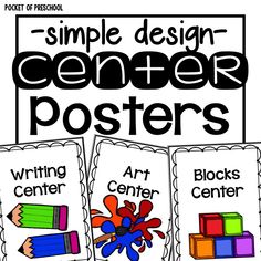 three posters with the words, simple design center posters