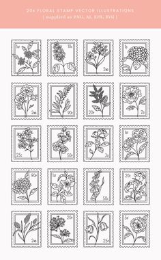 stamps with flowers and plants on them