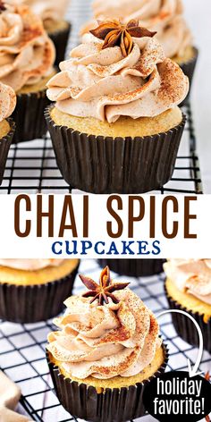 cupcakes with cinnamon frosting and star anise on top