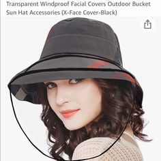 Clear&Black Transparent Windproof Facial Covers Outdoor Bucket Sun Hat Accessories Bucket Hats For Women, Bucket Hat With String, Plaid Bucket Hat, Rain Cap, Floppy Sun Hats, Rain Hat, Mom Hats, Fashion Media, News Boy Hat