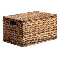 an empty wicker box on a white background