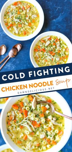 COLD FIGHTING CHICKEN NOODLE SOUP, comfort food, weeknight dinner recipes Soup For Sick, Immunity Soup, Easy Soups To Make, Sick Food, Best Chicken Noodle Soup, Easy Chicken Soup, Chicken Noodle Soup Easy, Quick Soup, Homemade Lasagna