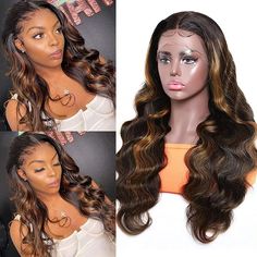 Highlight Lace Front Wig, Ombre Lace Front Wig, Light Taupe Color, Balayage Brown, Ombre Lace Front, Ombre Highlights, Ombre Lace, Beautiful Wigs, Curl Pattern