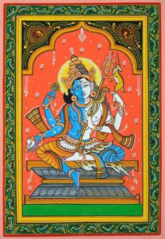 Royal Paintings, Hari Hara, Kalighat Paintings, Vishnu And Shiva, Divine Art