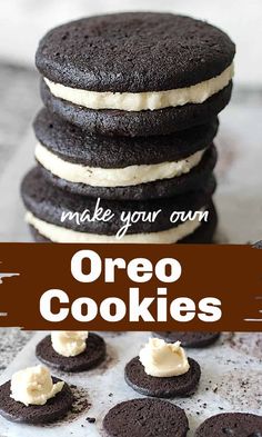 oreo cookies stacked on top of each other with the words make your own over them