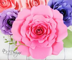 paper flowers are arranged in different colors