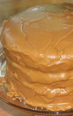 a close up of a cake on a glass plate