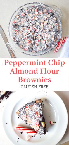 peppermint chip almond flour brownies on a plate