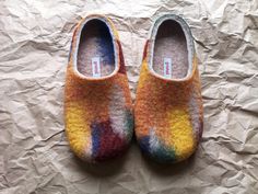 Blood Orange Fun Felted Slippers From Happy Feet Collection. - Etsy Austrian Mountains, Slippers Collection, Mountain Sheep, Felted Wool Slippers, Felt Slippers, Mexico Trip, Clothing Wishlist, Wool Slippers, Felted Slippers