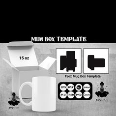 the mug box template is open and ready to be used