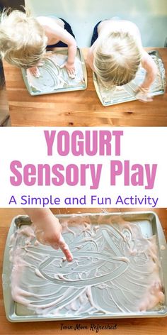 two toddlers are playing on a play mat with the words, baby and toddler friendly sensory play