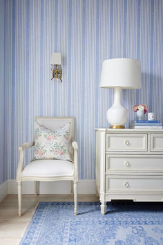 French Linen Stripe wallpaper | Caitlin Wilson Design Blue And White Striped Wallpaper, Striped Wallpaper Bedroom, French Blue Bedroom, Blue Stripe Wallpaper, Caitlin Wilson Design, Caitlin Wilson, French Wallpaper, Blue Stripes Pattern, Blue White Decor