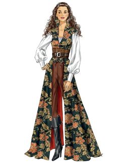 McCall's M6819 | Collared Coat, Top, Corset and Belt Ren Faire Outfits, Warrior Costume, Fair Outfits, Fest Outfits, Costume Patterns, Mccalls Sewing Patterns, Pirate Costume, Fantasy Costumes