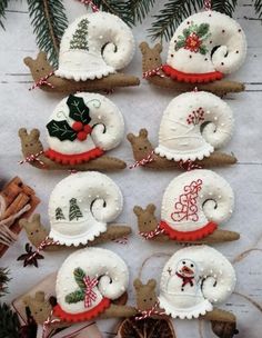 christmas ornaments made out of clay and felt