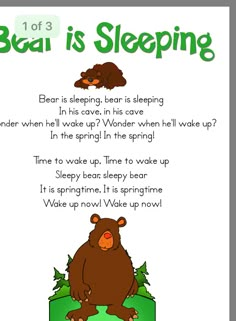 a bear is sleeping poem for kids