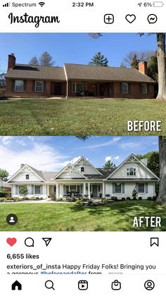 the before and after shots of a house