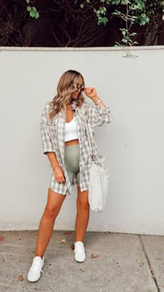 OUTFIT DETAILS   • https://www.shopltk.com/explore/LEANNCAVES Ootd Biker Shorts, Casual Outfit Summer, Pregnancy Dresses