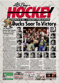 the front page of hockey magazine, featuring an article about ducks soar to victory