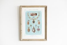 a framed photograph with jewelry hanging on the wall