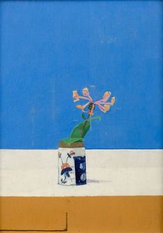 a painting of a vase with flowers in it