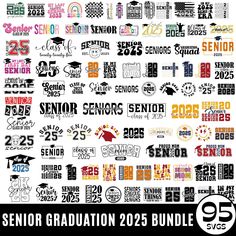 the senior graduation logo bundle is shown in various colors and font options for each class